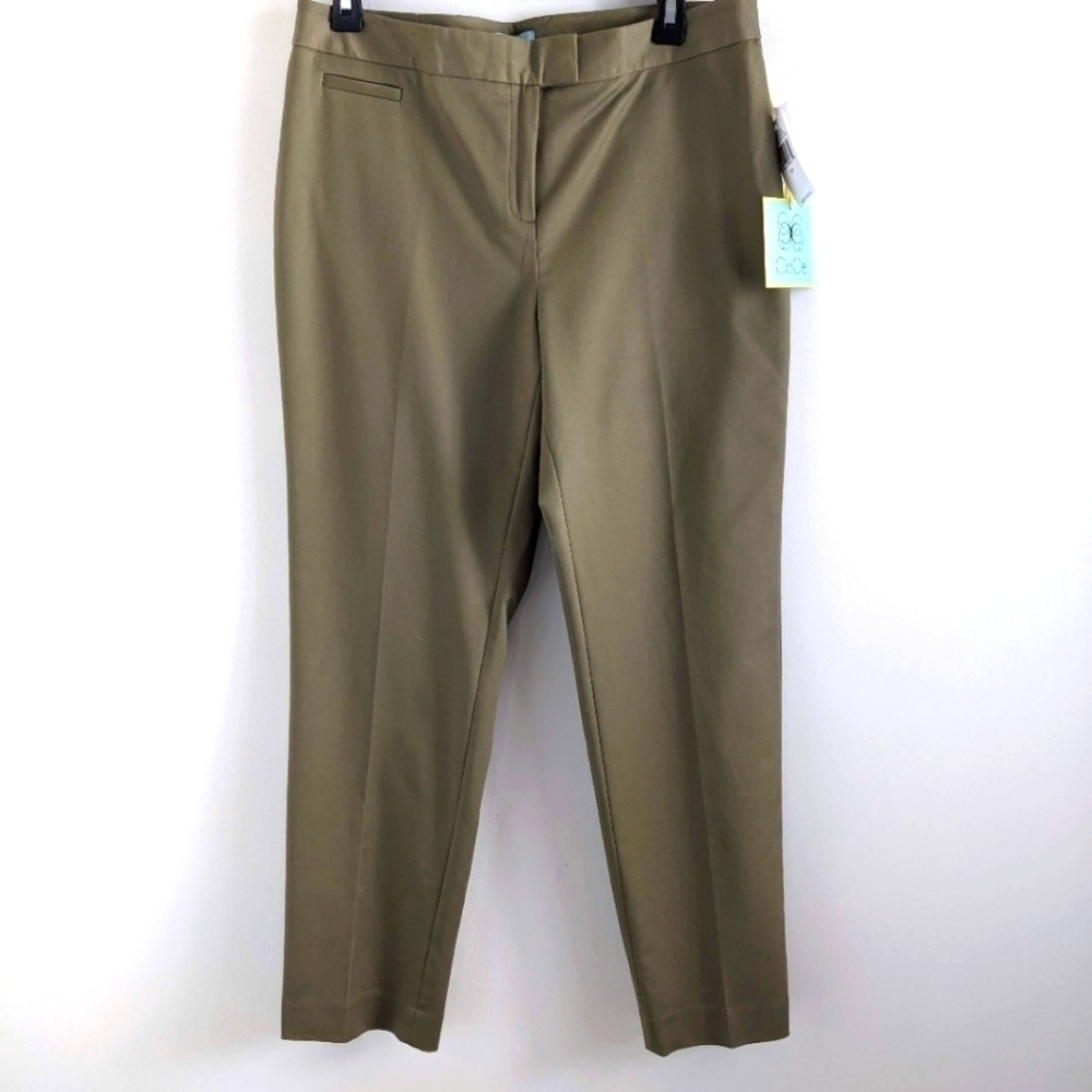 NORDSTROM Cece Olive Green Twill Ankle Pants 10